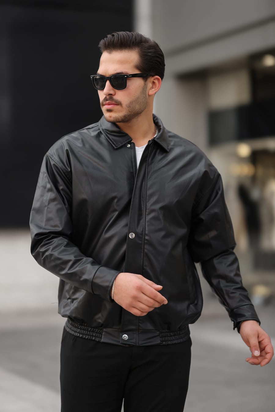 Deri Oversize Bomber Ceket